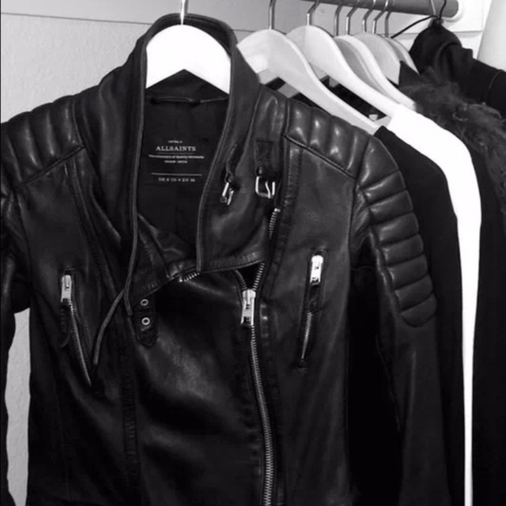 All saints black biker leather jacket